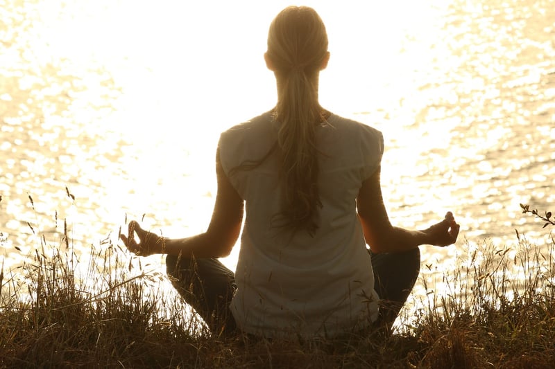Yoga Meditation Woman Sunset Sea